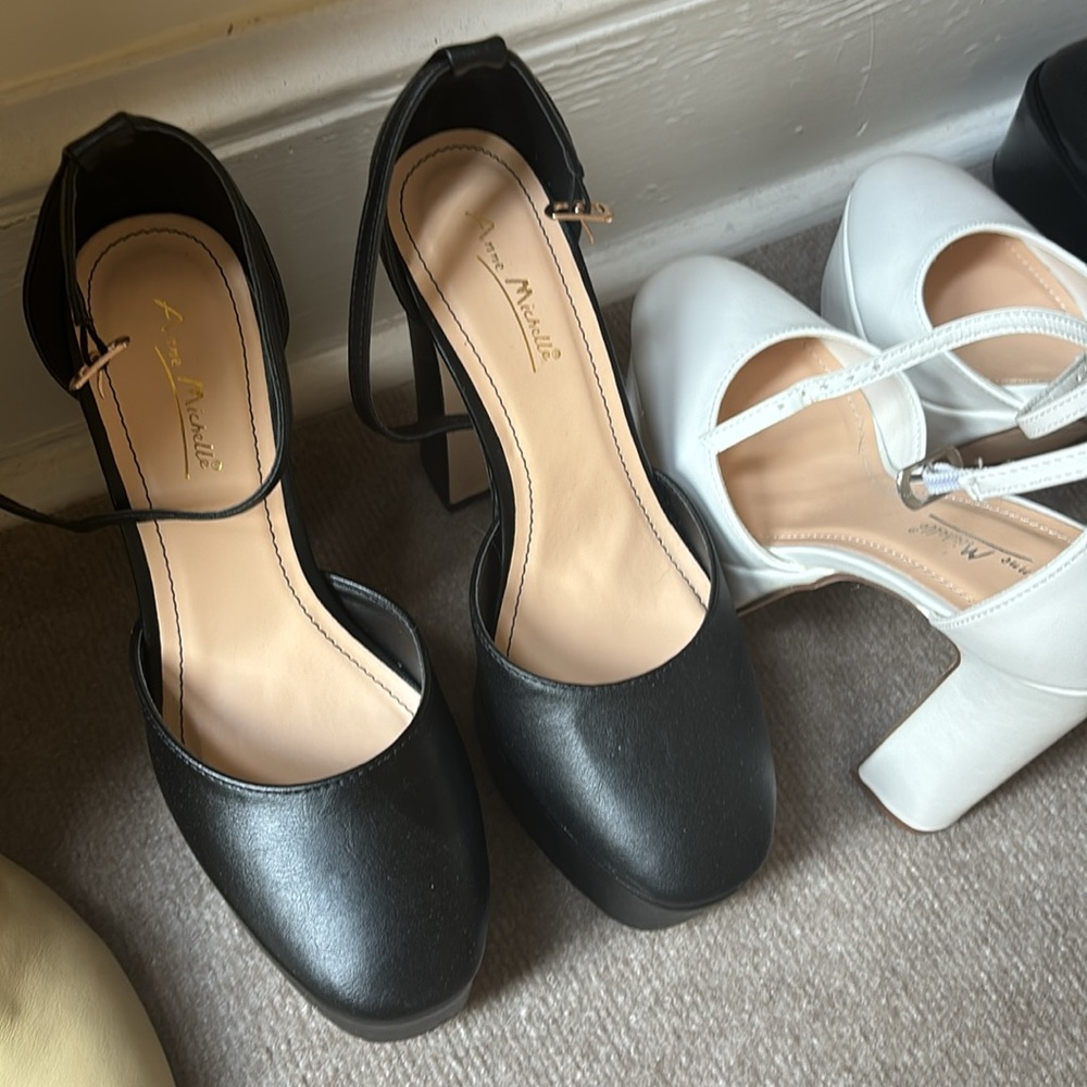 Heels platform Black Mary Jane Platform Chunky Pumps